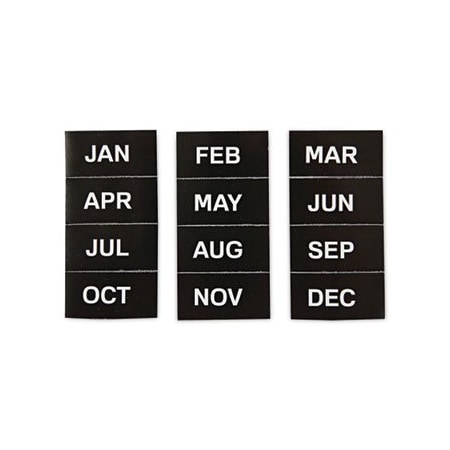 Bi-Silque MasterVisi, INTERCHANGEABLE MAGNETIC BOARD ACCESSORIES, MONTHS OF YEAR, BLACK/WHITE, 2in X 1in FM1108